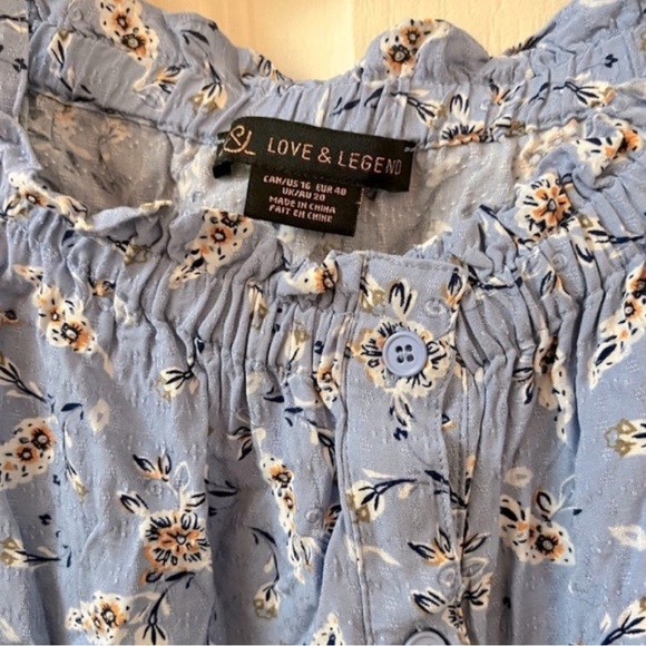 ADDITION ELLE - Off The Shoulder, Cold Shoulder, Button-Up Floral Ruffle Blouse - Picture 5 of 11